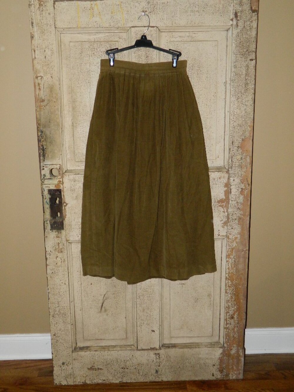 Lands' End Vintage Corduroy Maxi Skirt Pleated 90s Cottage Sz 10T (B-14)